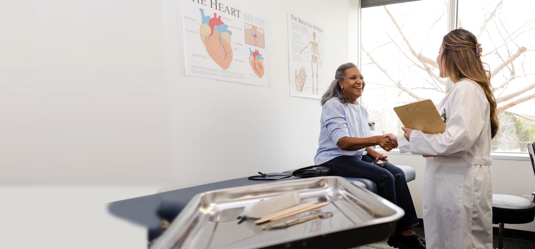 A patient visiting with her cardiologist